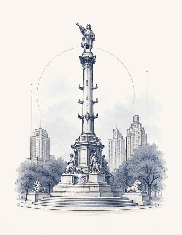 Columbus Circle illustration near Body Mechanics 54th Street massage therapy location in Midtown Manhattan