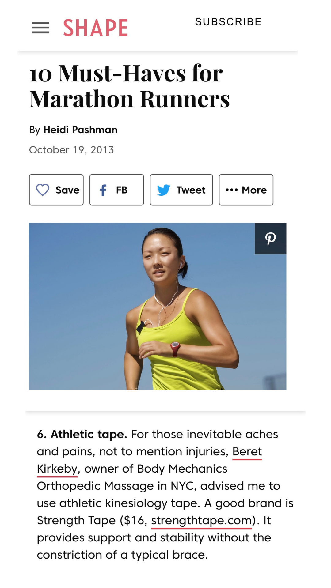 marathon training article , this link open in new window