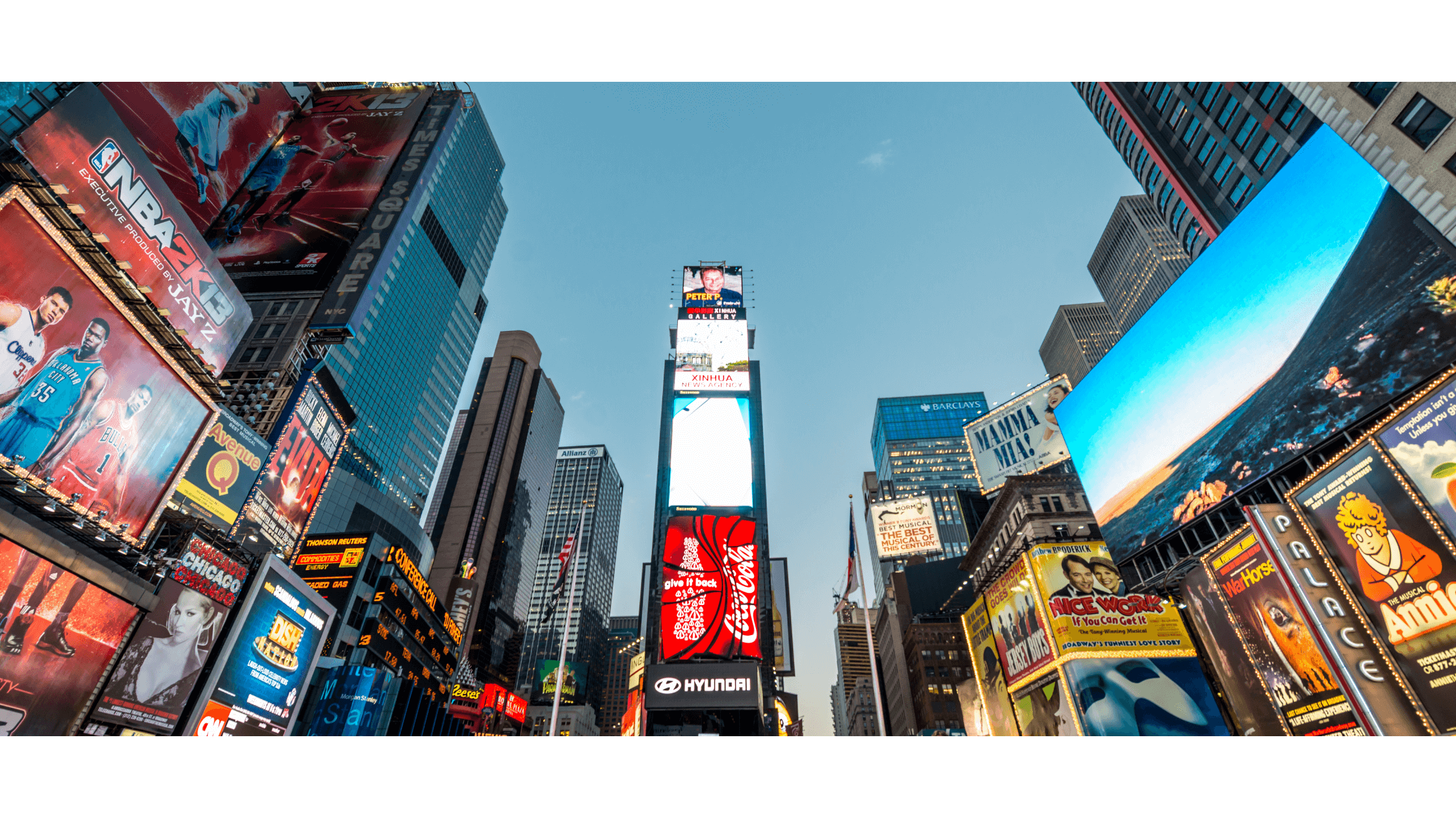 a wide angle look at New York midtown Theater district